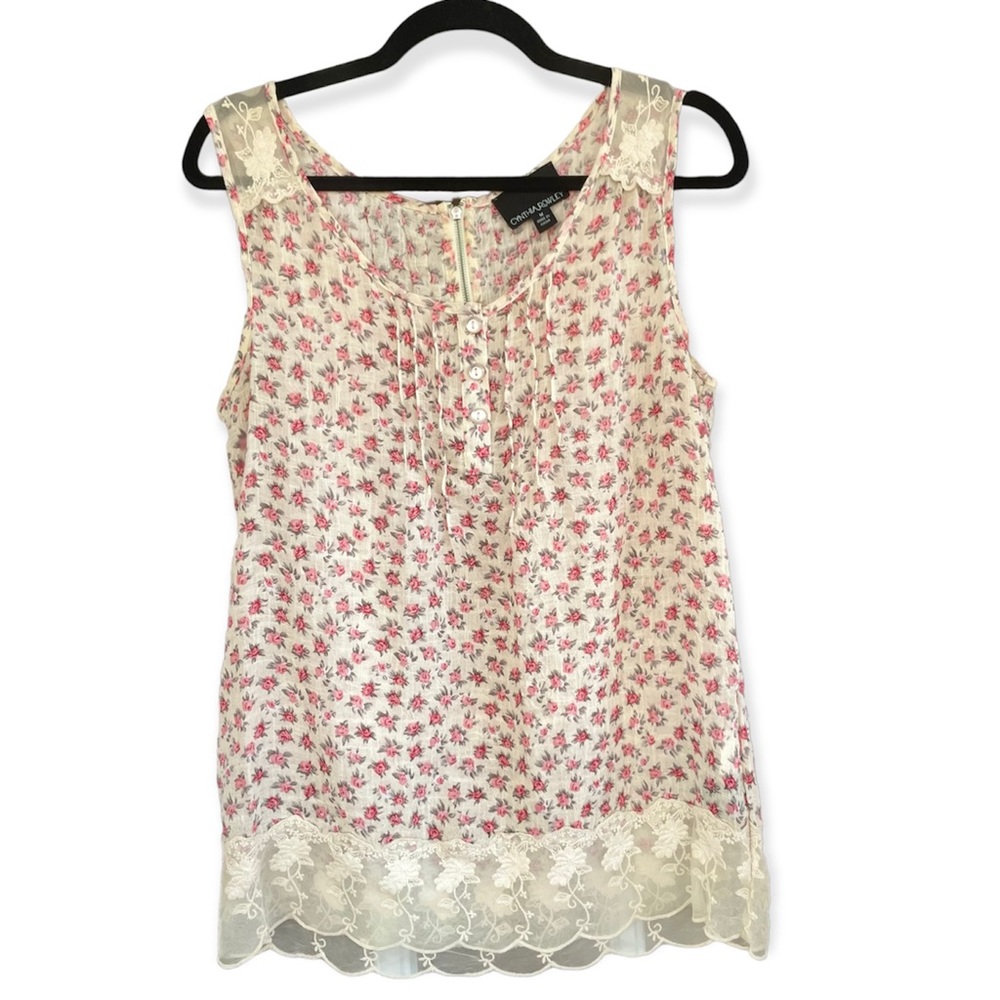 Cynthia Rowley Floral & Lace Sleeveless Tunic